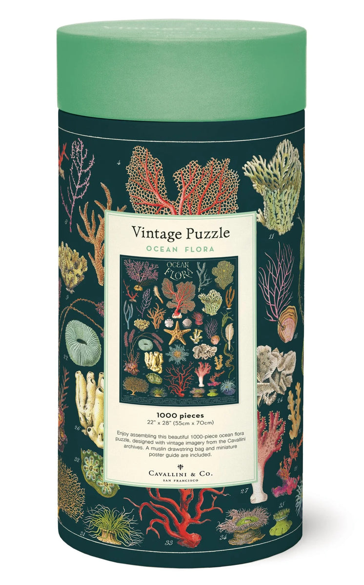 1000 Piece Vintage Ocean Plant Puzzle - Retro Botanical Beach Jellyfish Design